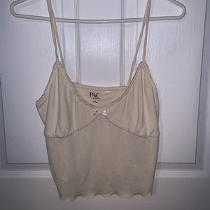 Beige Bow Crop Tank Top